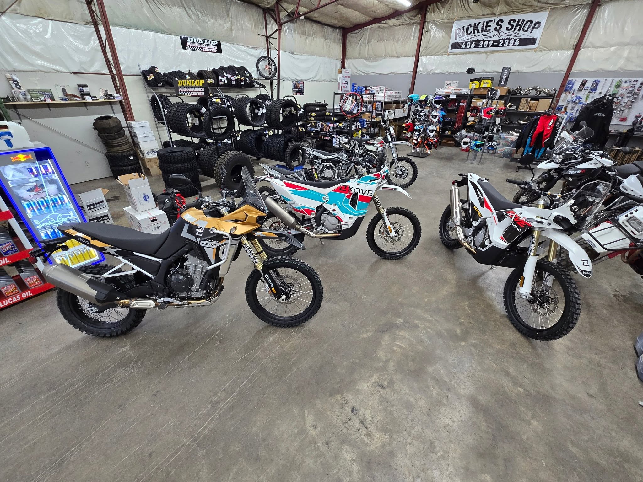 Three bikes under the Rickie's Shop banner